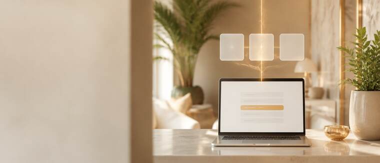 Laptop in a hotel lobby showing the hotel found in search